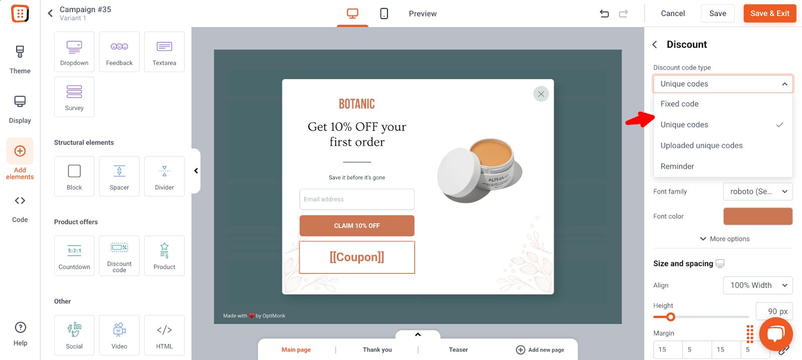 Add discount code