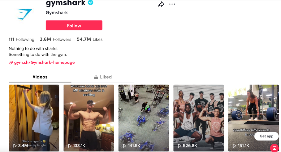 DTC brands example from Gymshark