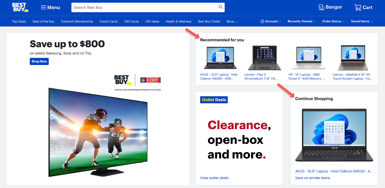 Web personalization from Best Buy