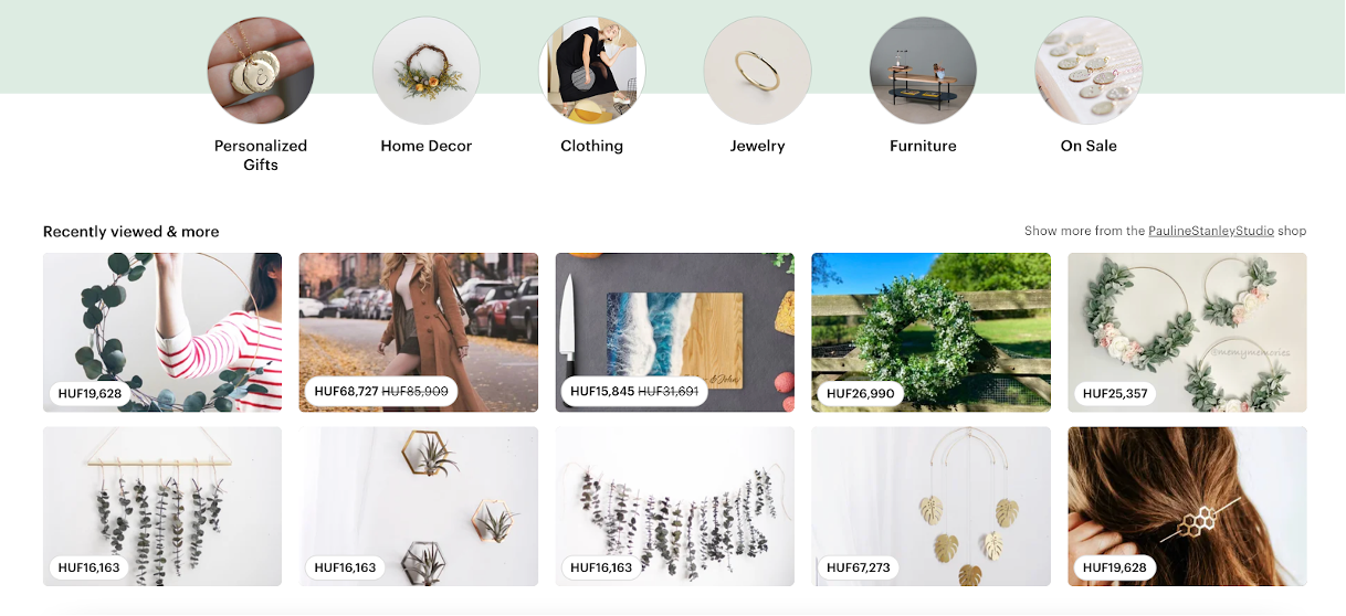 Web personalization from Etsy