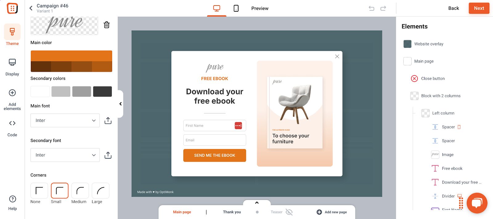 Choose the campaign template that fits to your brand collect email signups with a free ebook pop up.