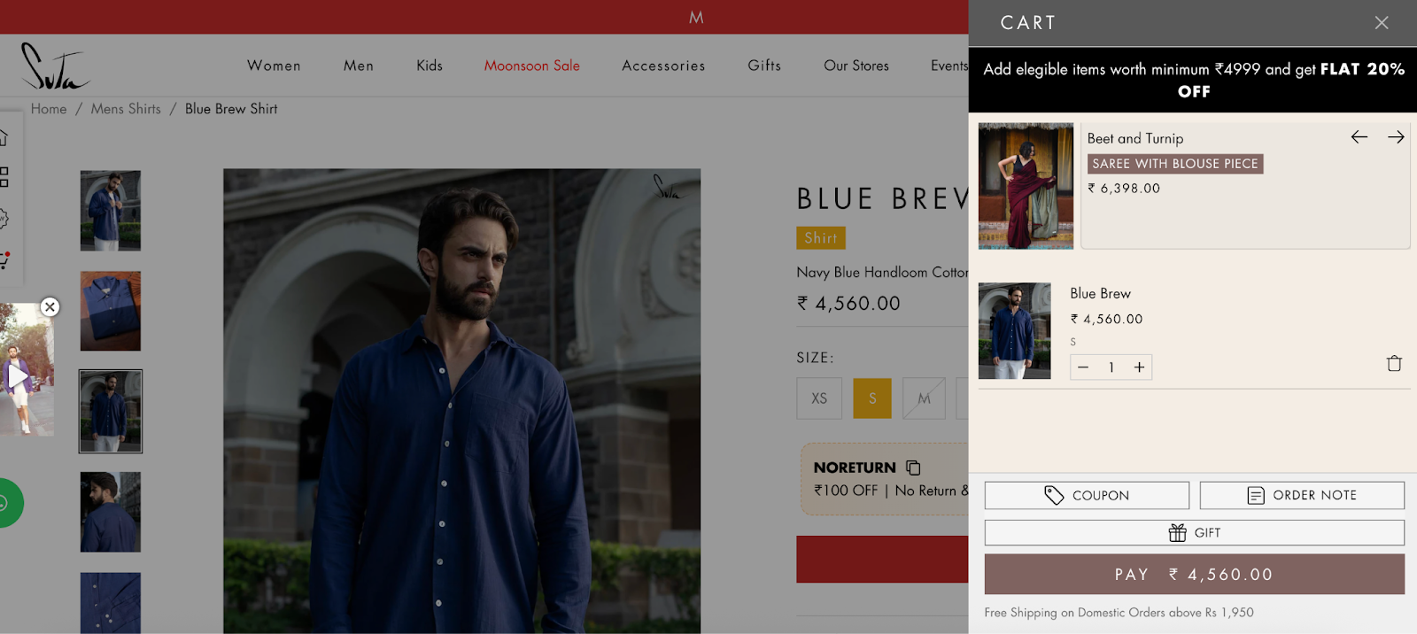 Suta ecommerce cart design