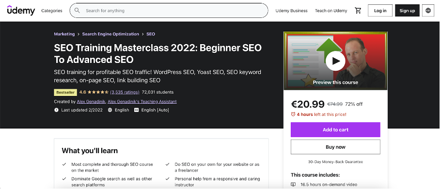 Search Engine Optimization Training Masterclass course for any ecommerce business