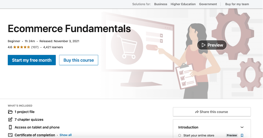 Ecommerce course about the fundamentals