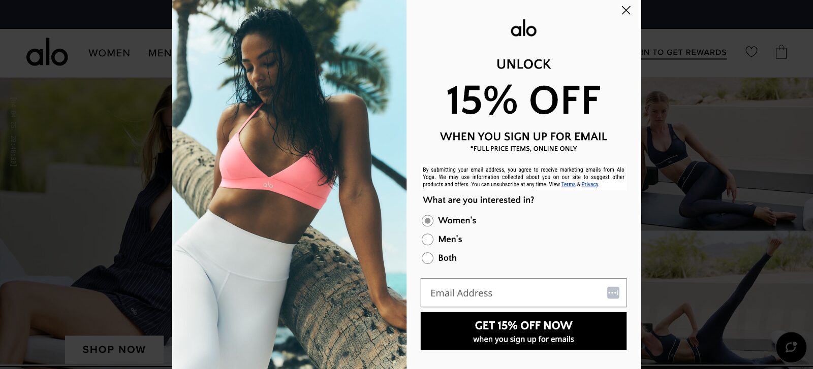 Alo Yoga popup