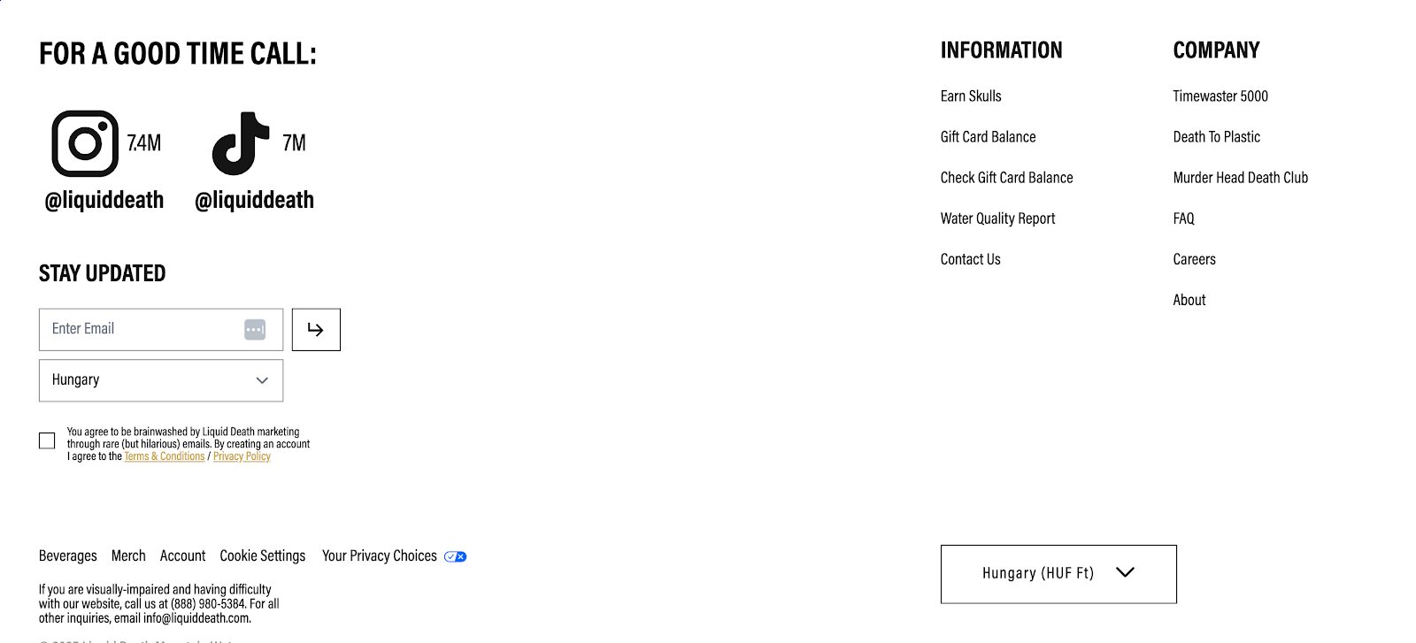 Website footer