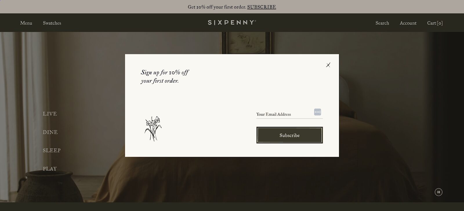 Sign up popup