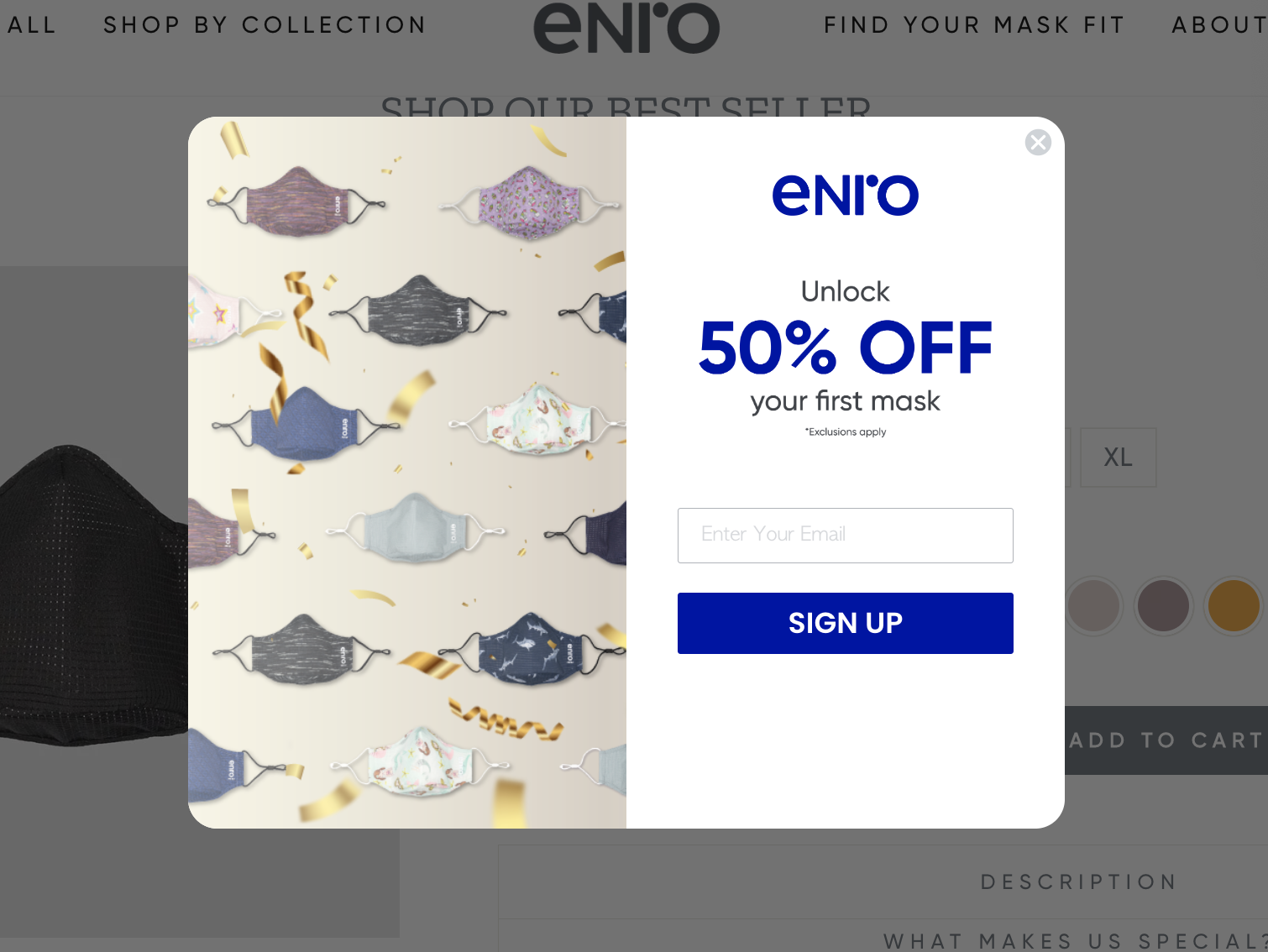 Enro newsletter signup pop-up form