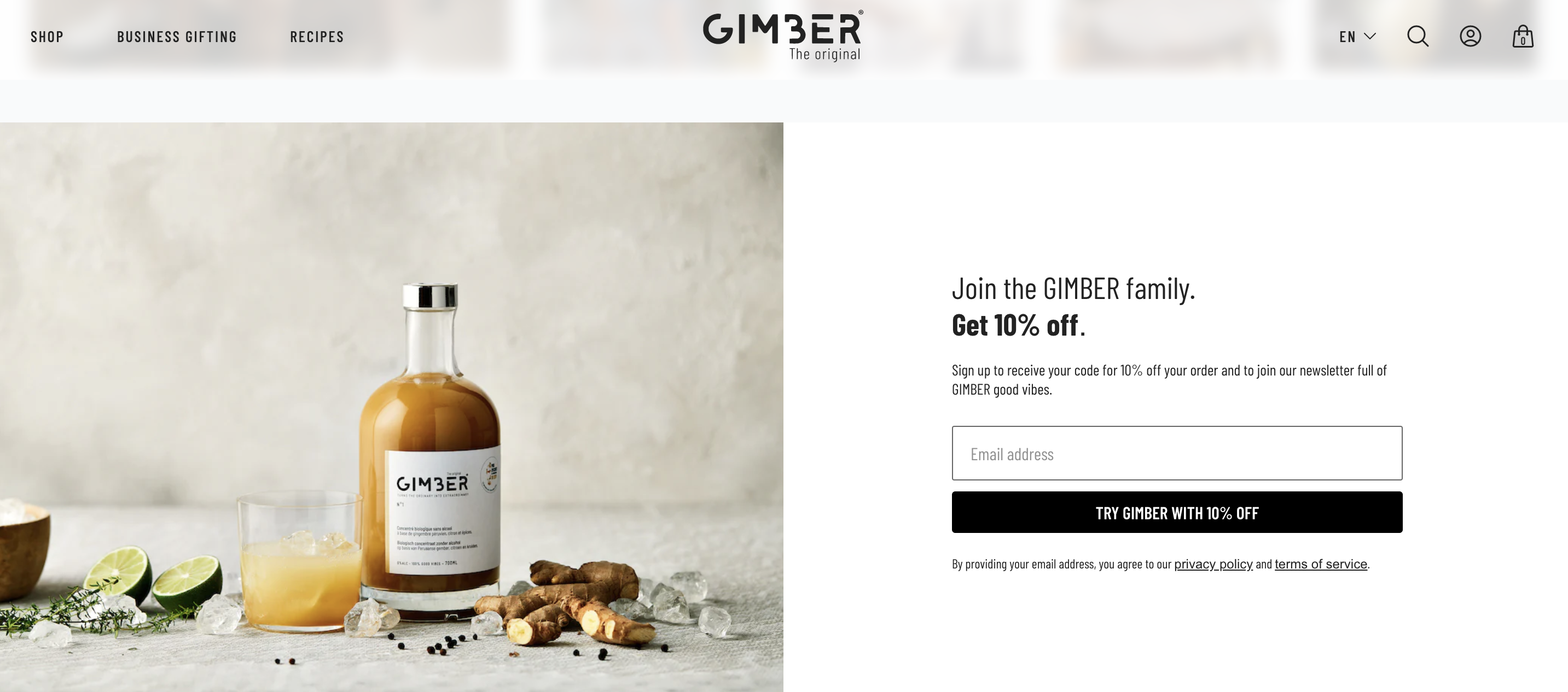 Gimber embedded email signup form