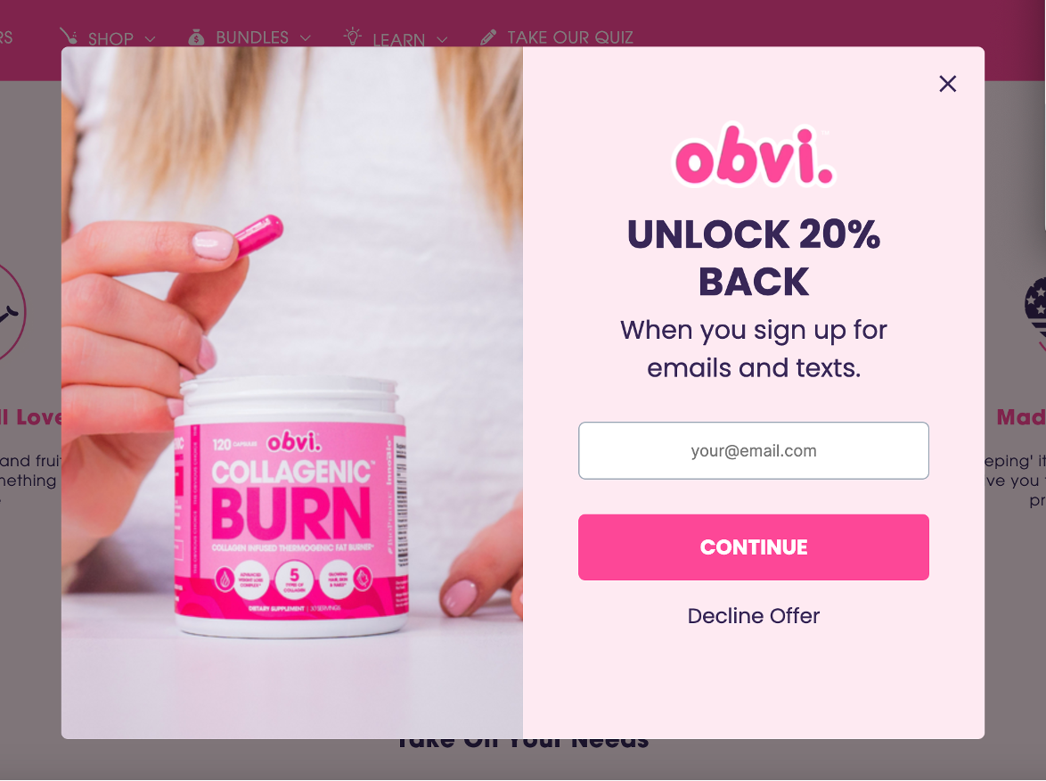 Email marketing best practices example from Obvi