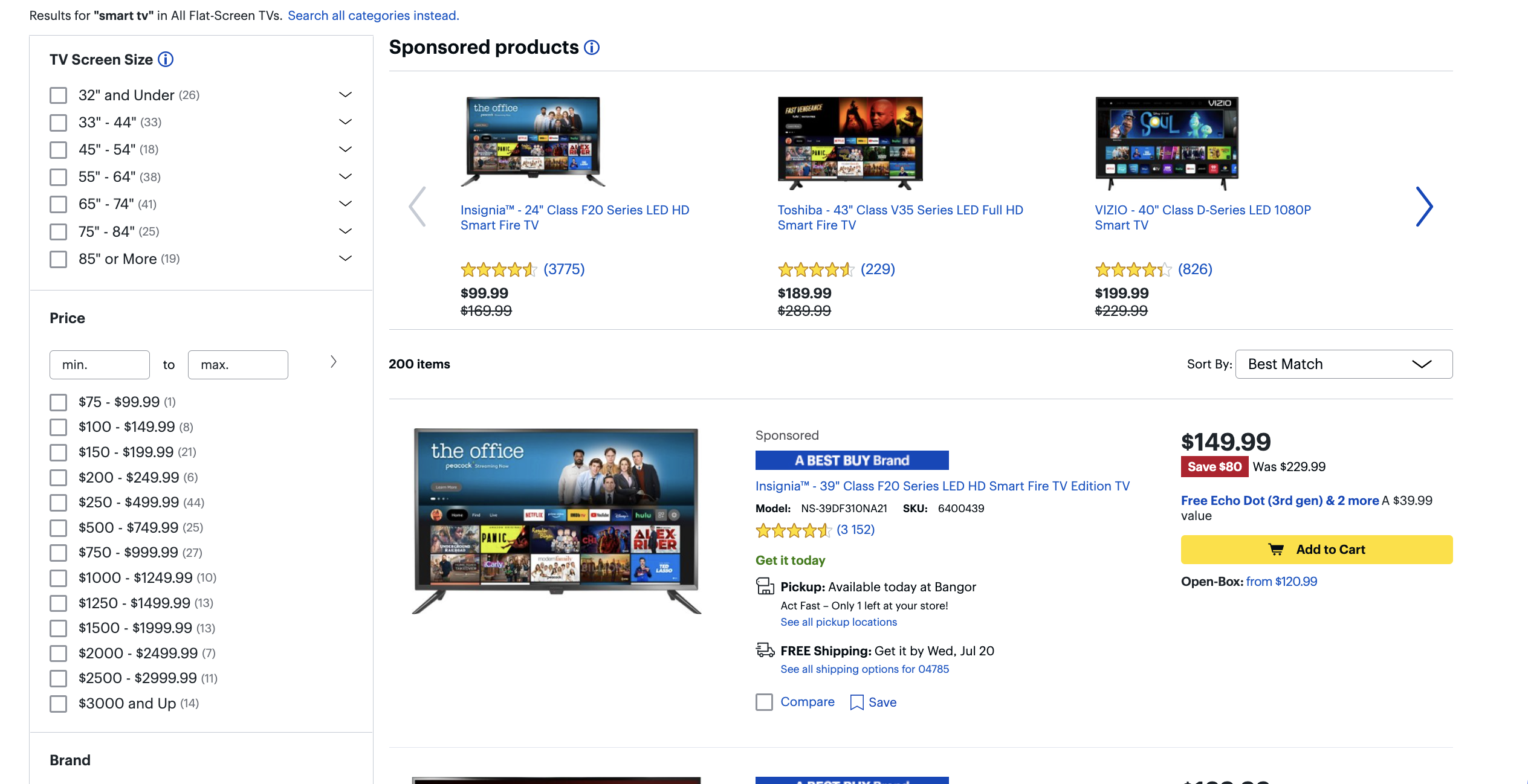 Best Buy faceted navigation example