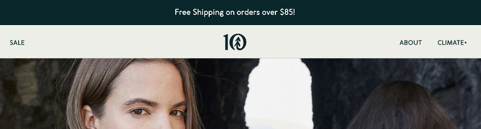 A Tentree free shipping bar