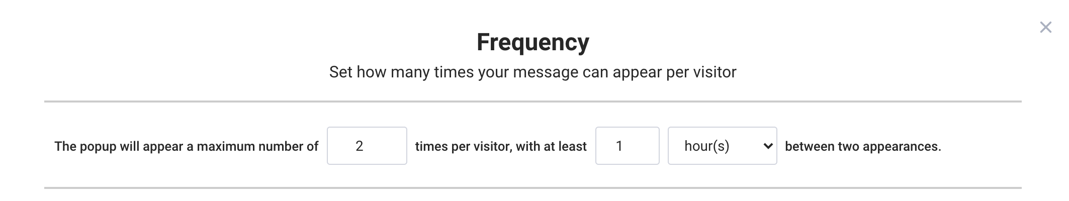 frequency setting on the hostadvice popup