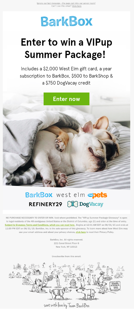 Funny, smart example of an email from Barkbox