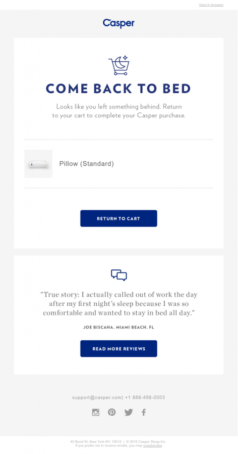 Funny email example from Casper