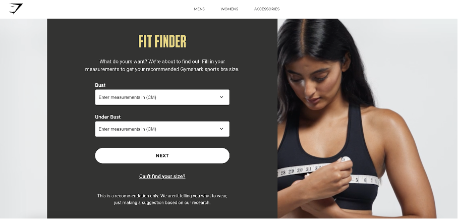 Gymshark Fit Finder