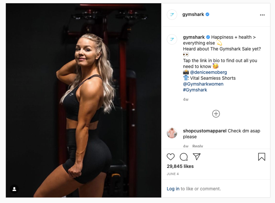 Gymshark seasonal promotion on social media