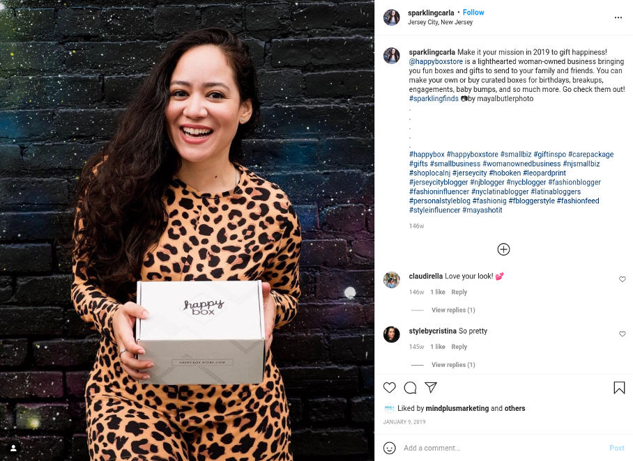 An influencer’s post promoting Happy Box