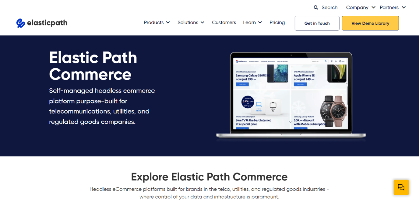 Screenshot of a headless commerce platform, Elastic Path