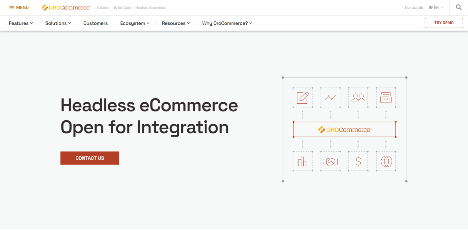 Screenshot of a headless solution, OroCommerce