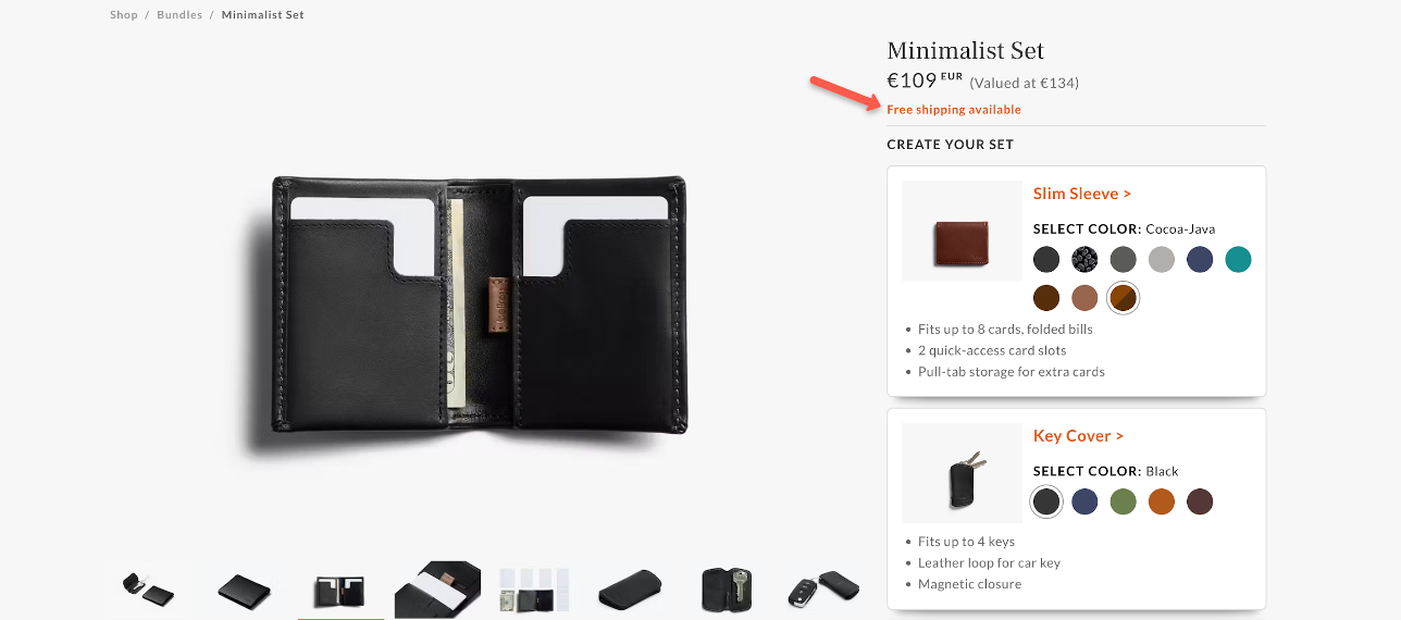 Bellroy product page examples