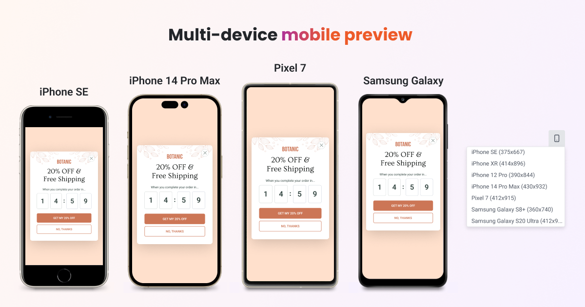 Ensure mobile responsiveness for website visitors and adjust popup settings.