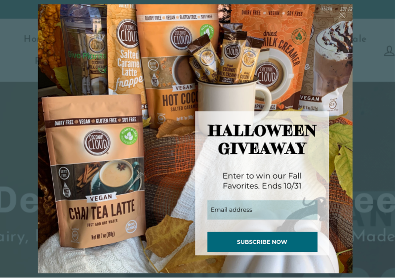 Vegan Halloween giveaway promo to collect email addresses