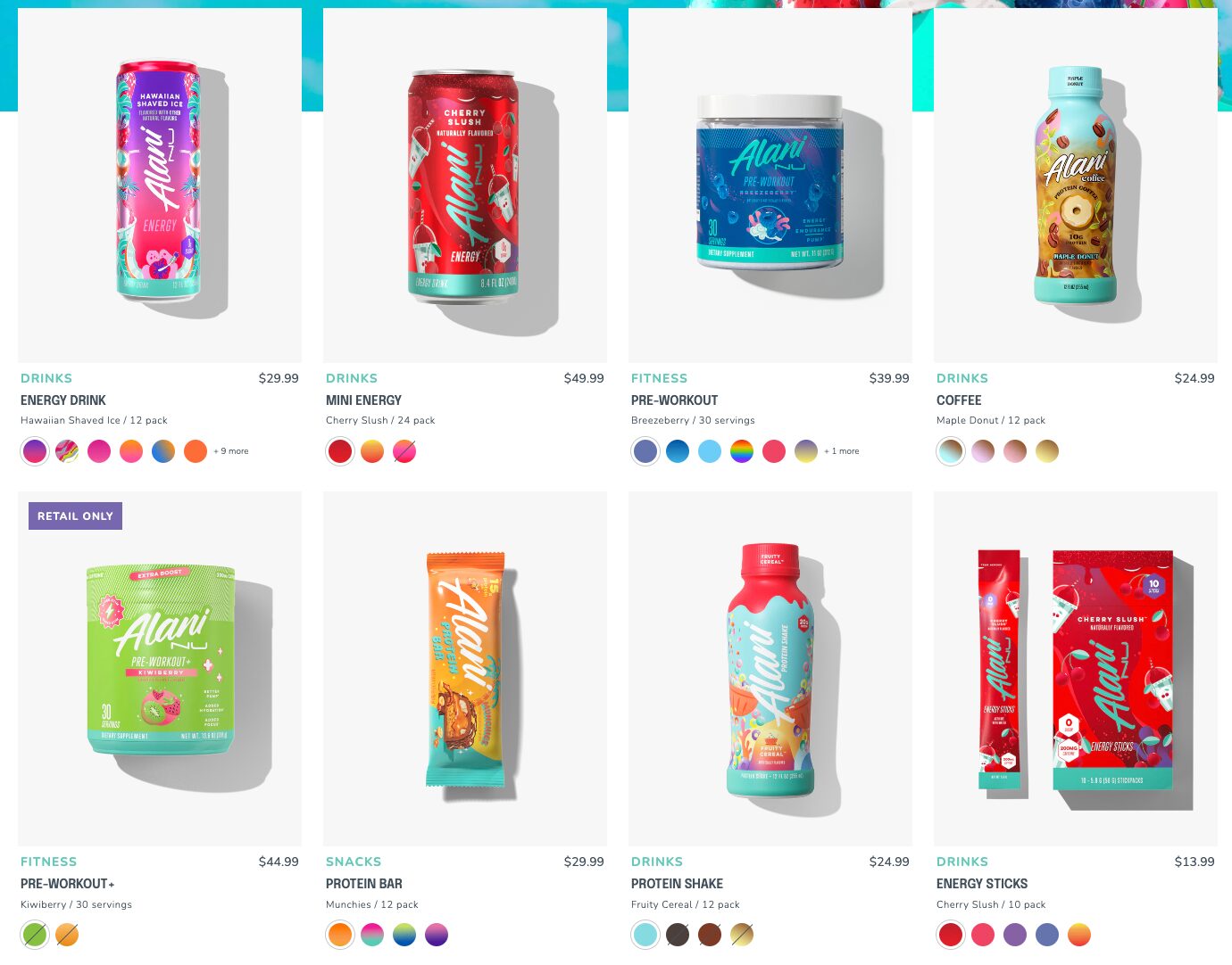 The ecommerce platform Alani Nu has a fitting product line for their potential customers.