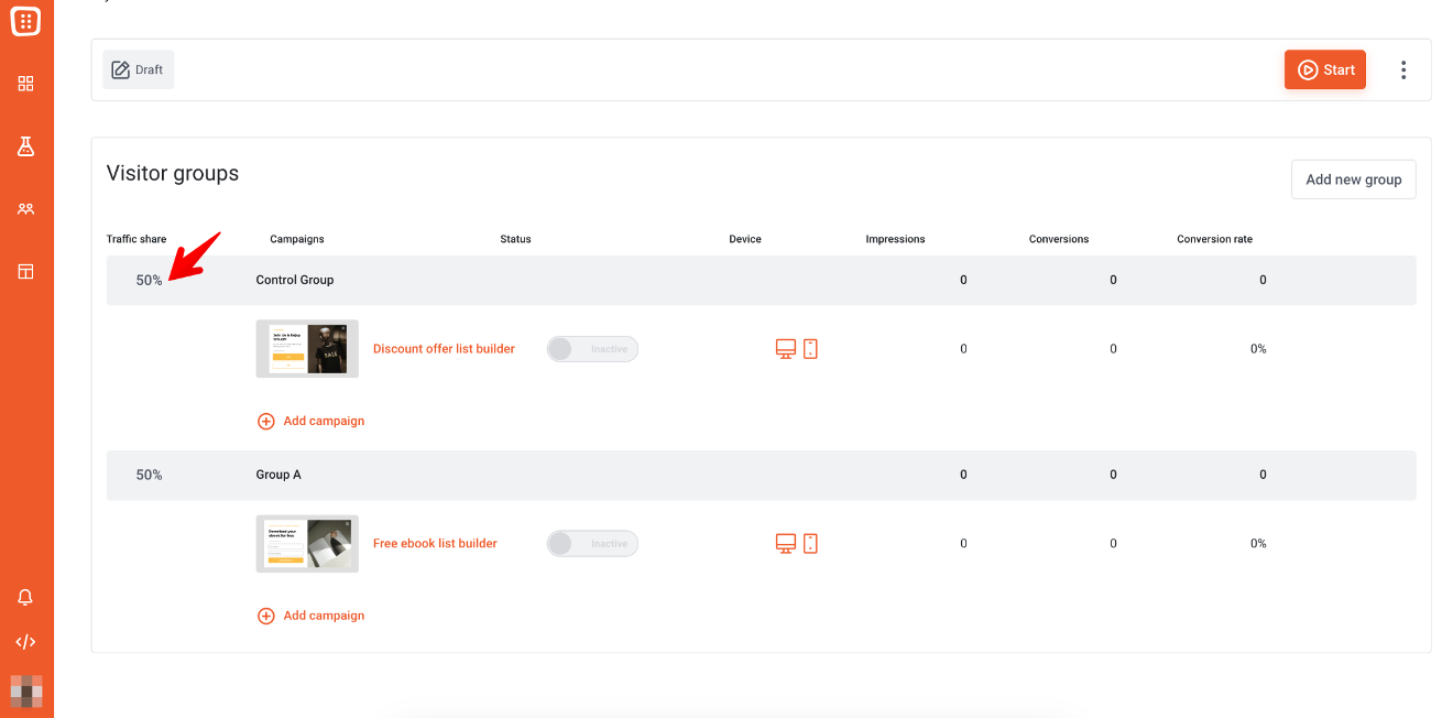 OptiMonk Experiments feature