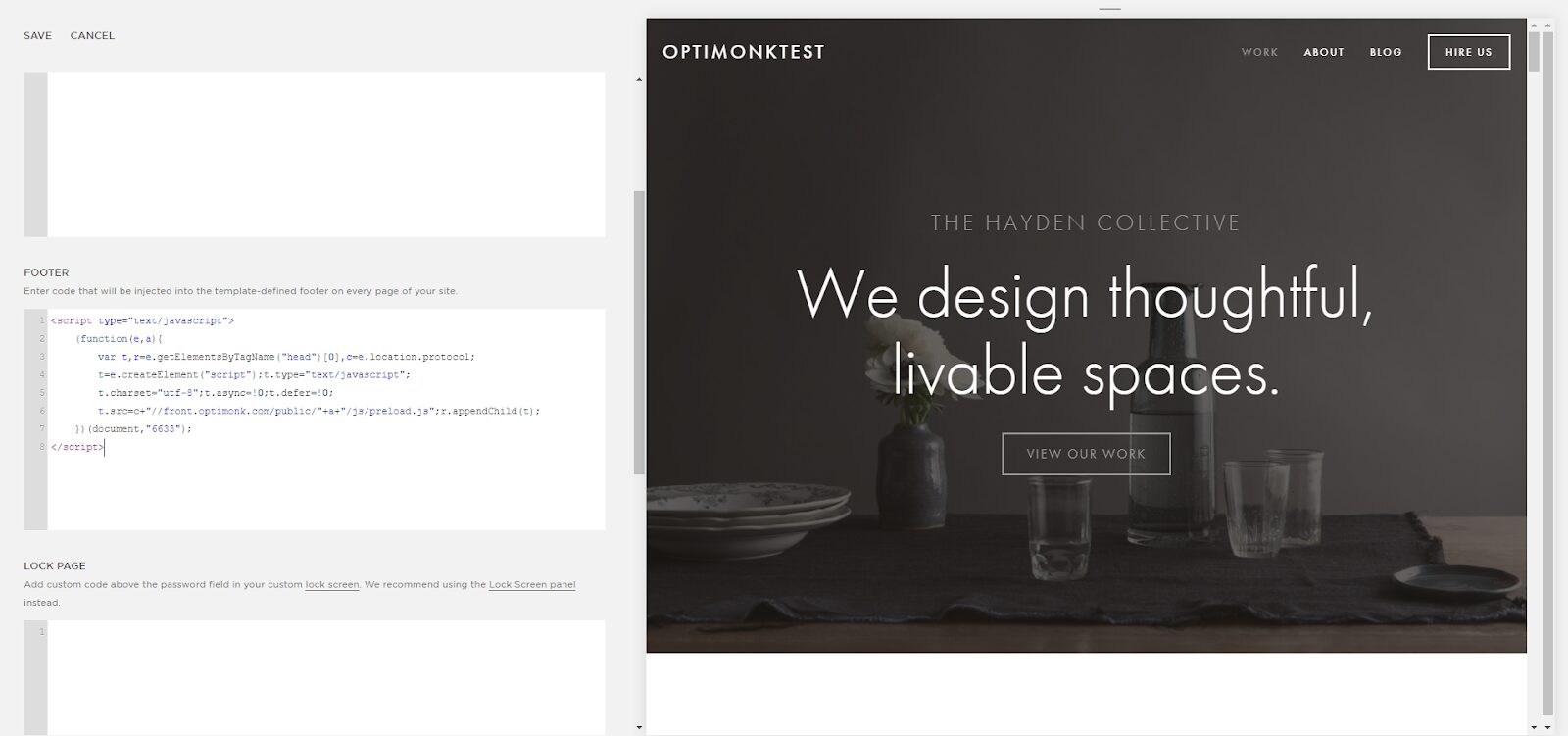 Embed code to your Squarespace website.