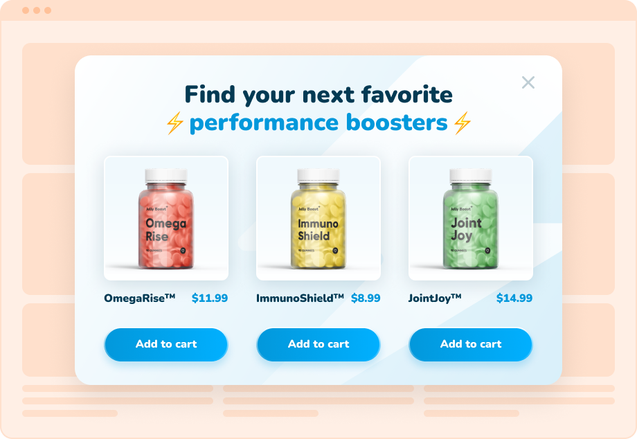 OptiMonk's Smart Recommender feature is another great monetization strategy for your own site.