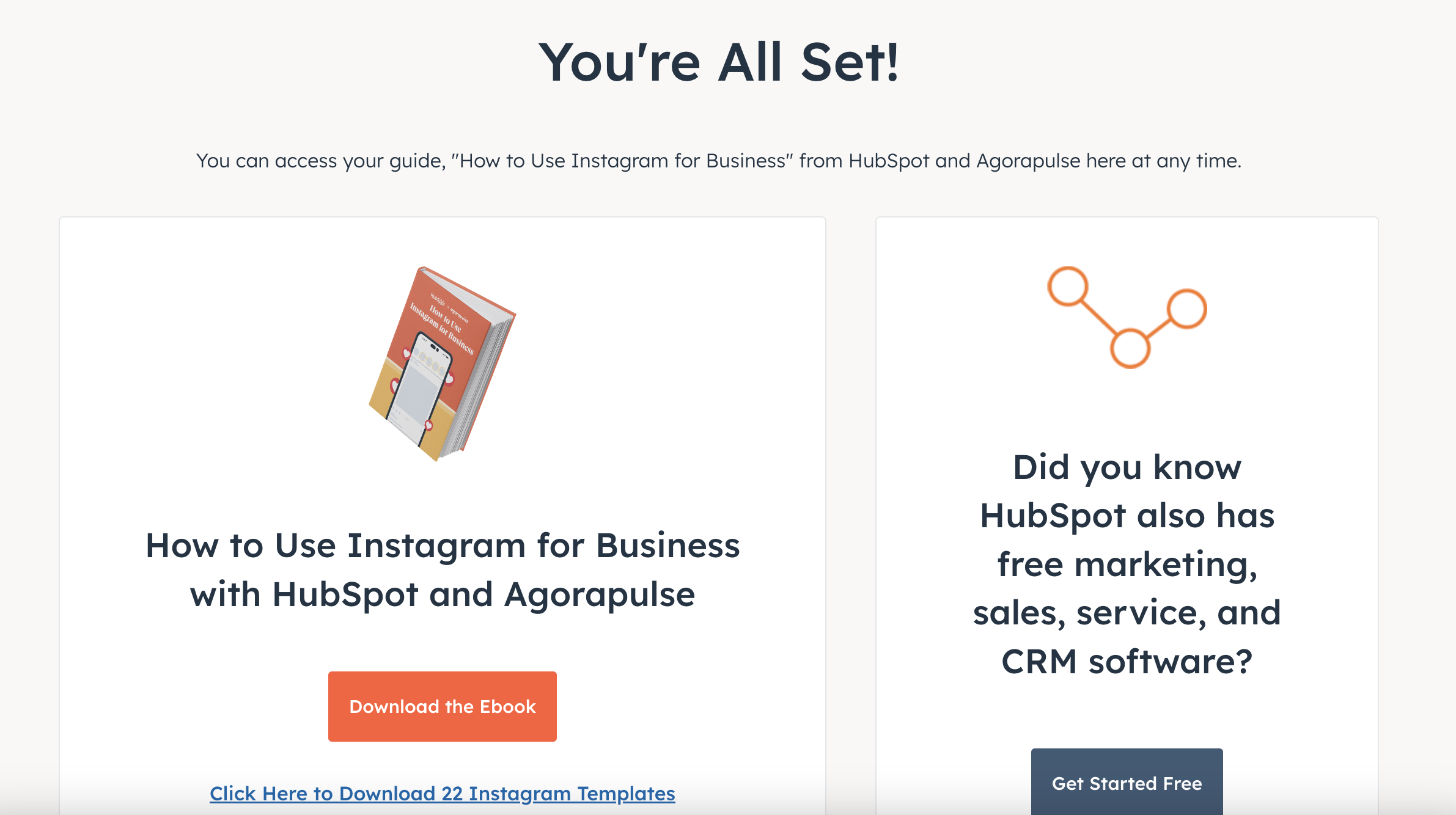 Hubspot thank you page
