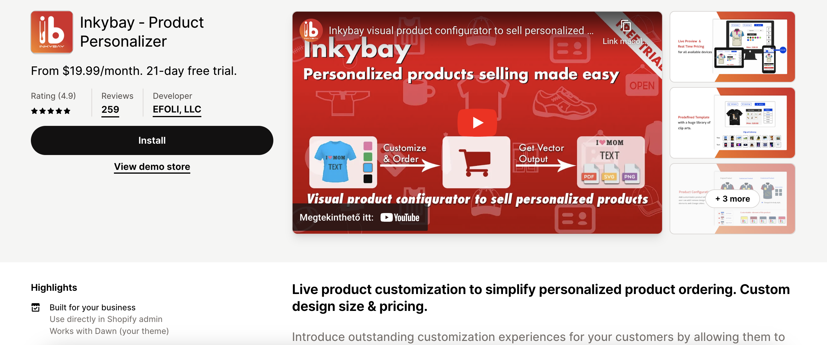 Inkybay product customization app