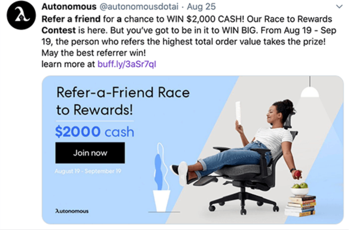 Referral contest posts giveaway idea