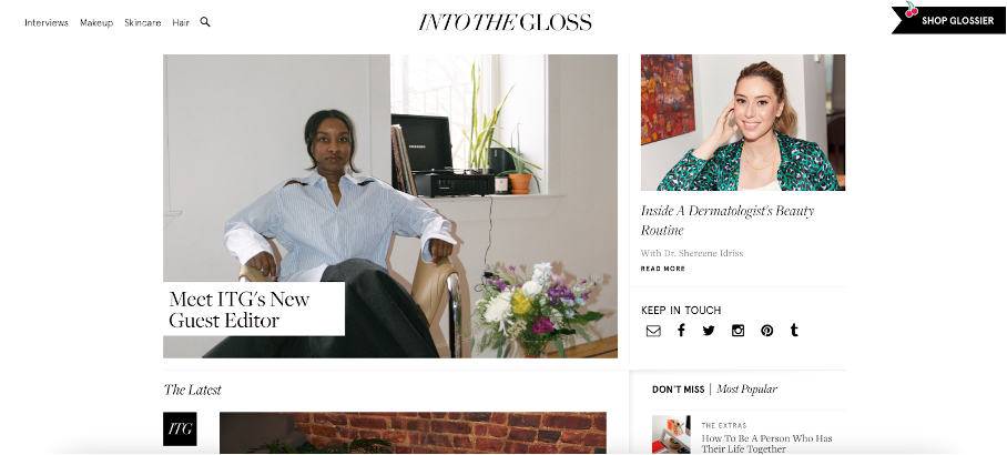 Glossier's blog is still a key part of their brand and marketing strategy