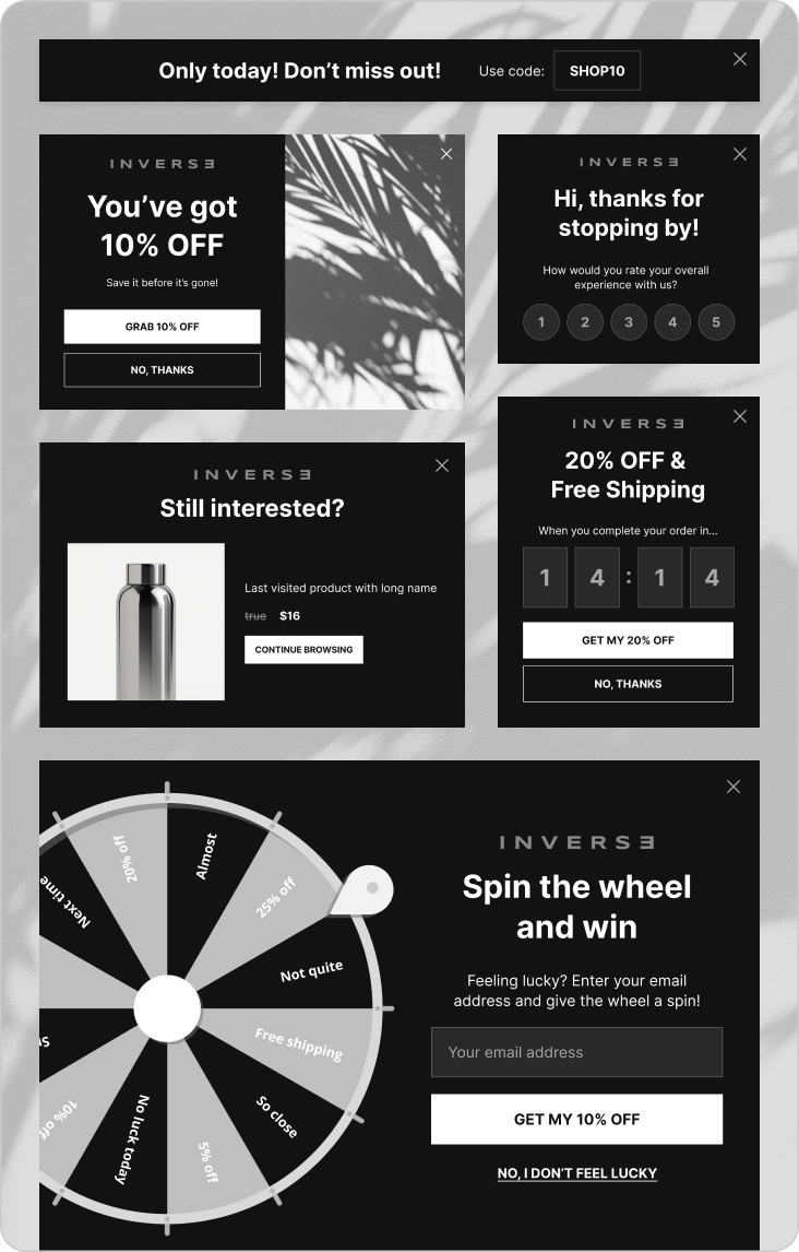 black inverse popup theme design