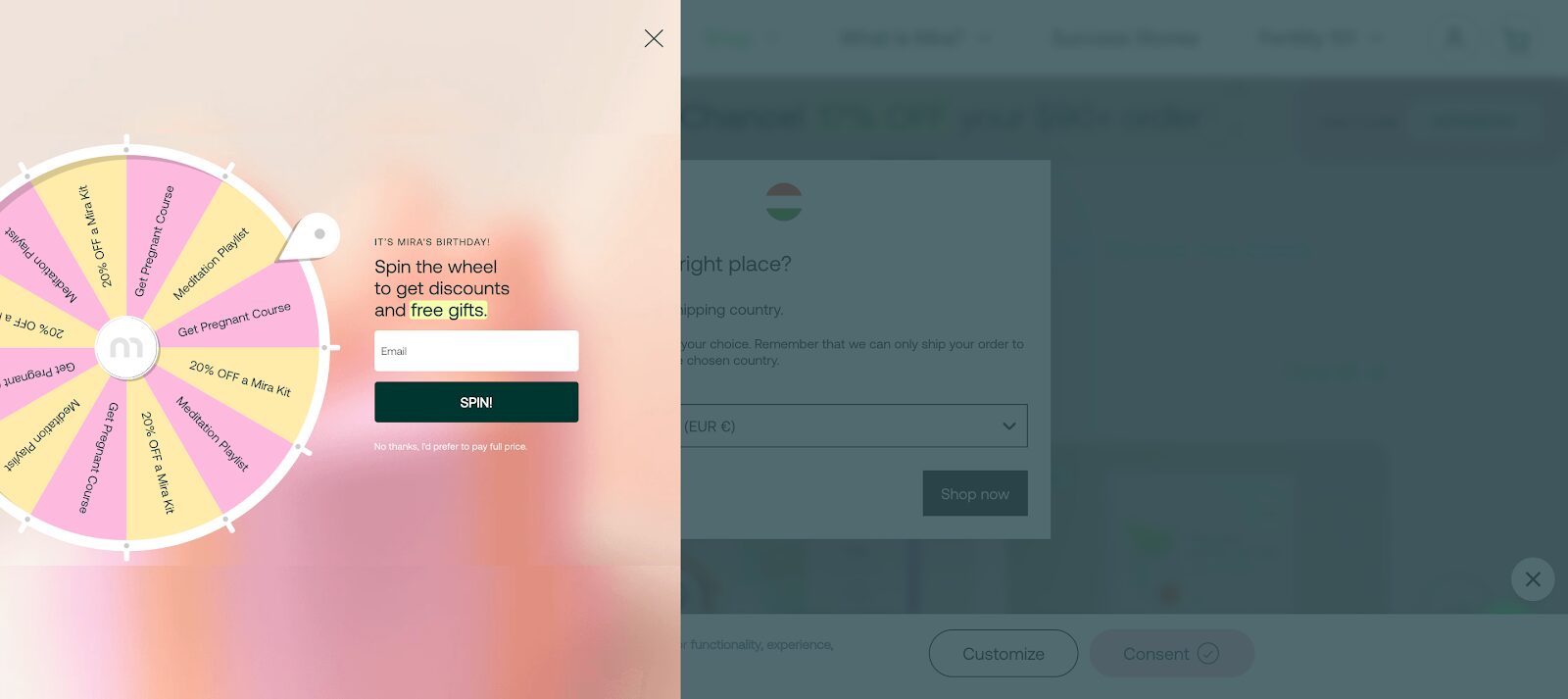 Encourage your target audience to get involved with gamified popups.