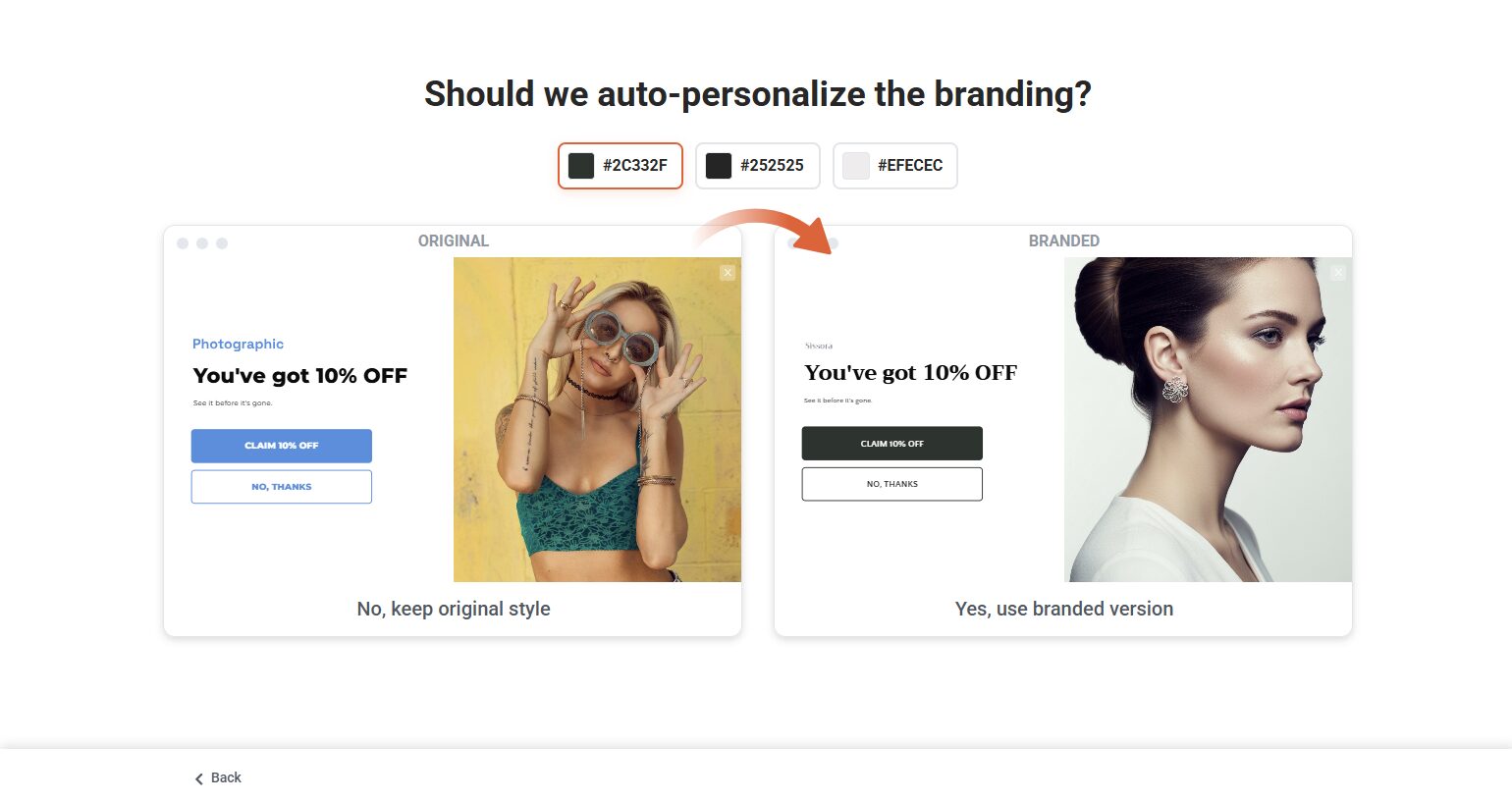 Customizable popups
