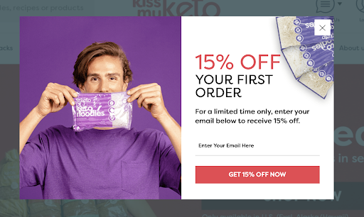 Kiss My Keto save cart pop-ups