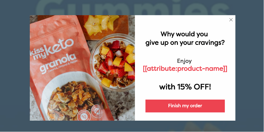 A Kiss My Keto personalized discount popup