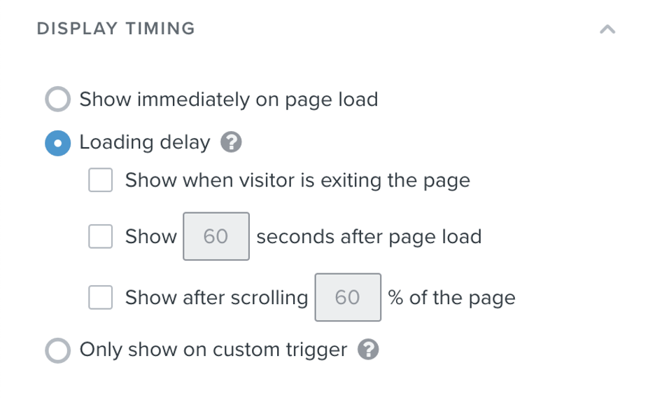 Display timing settings in Klaviyo