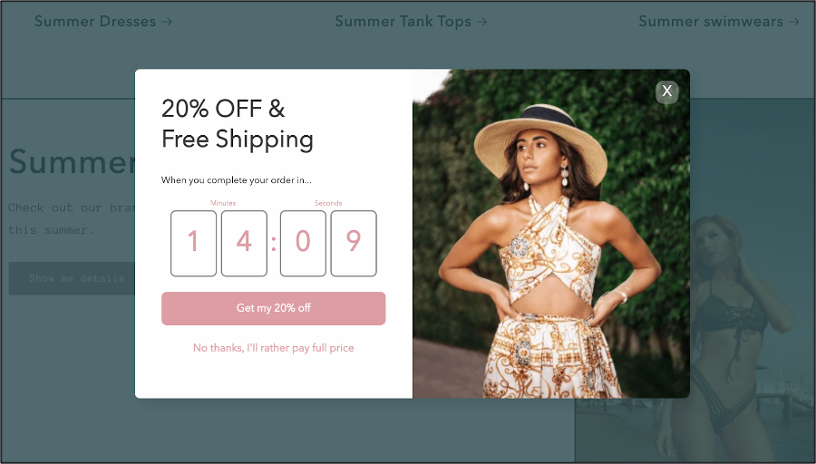 An OptiMonk campaign for personalized product recommendations