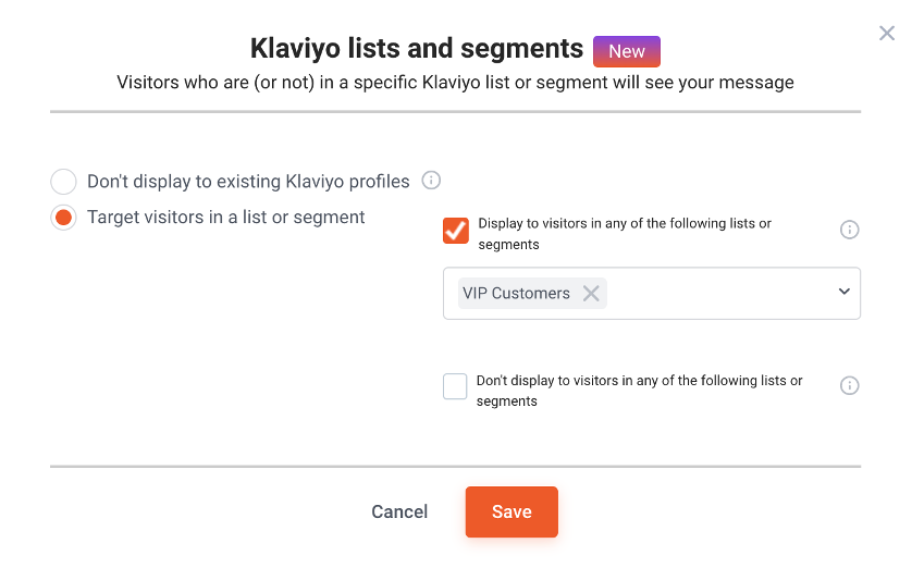 A Klaviyo list for VIP customers in OpitMonk