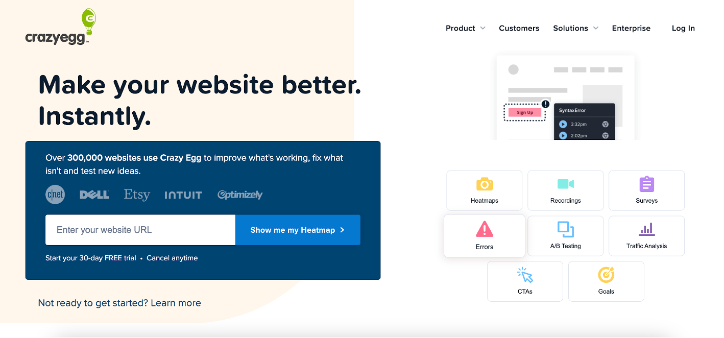 Crazy Egg landing page optimization tool