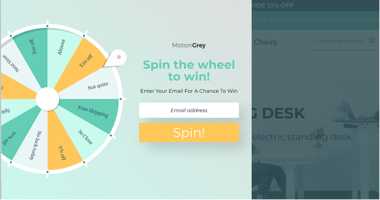 MotionGrey lucky wheel lead generation examples