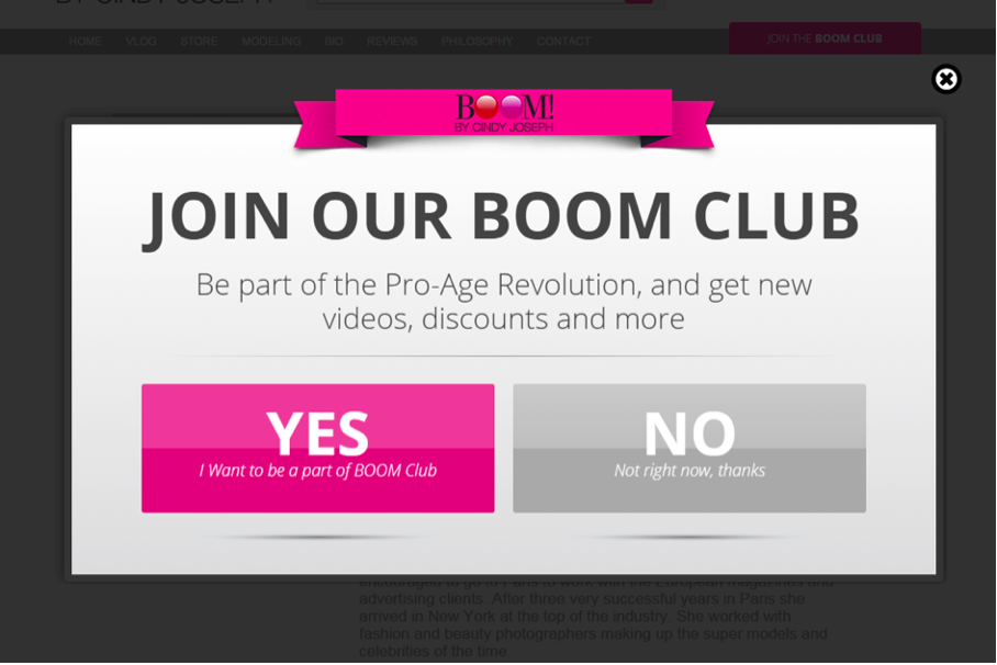 Boom club popup example