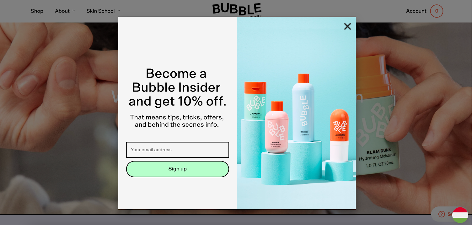 Lightbox popup campaign asking visitors to subscribe to an email newsletter