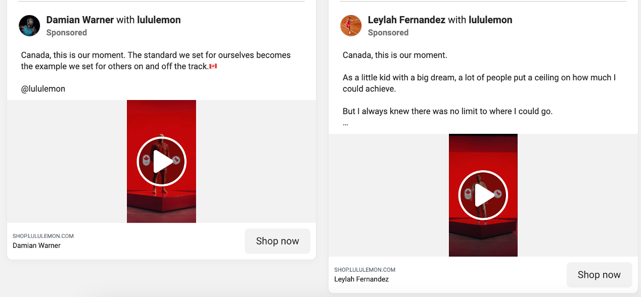 Lululemon paid ads