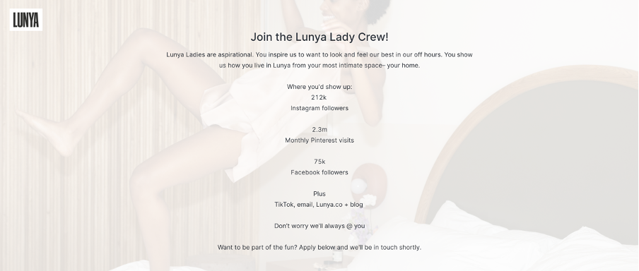 Lunya ambassador program