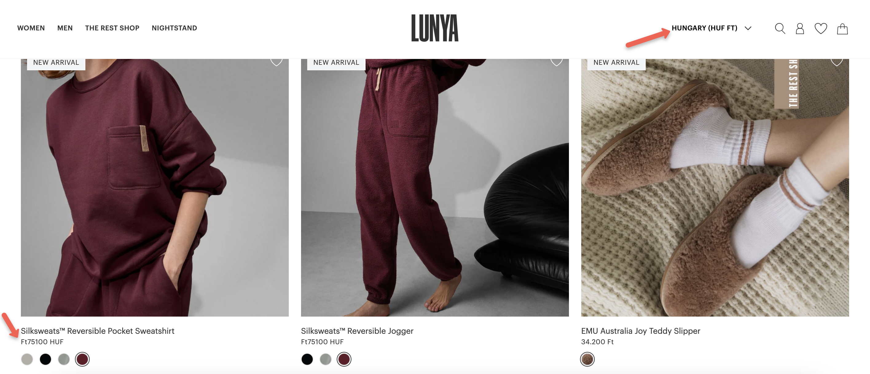 Lunya geo-targeting example
